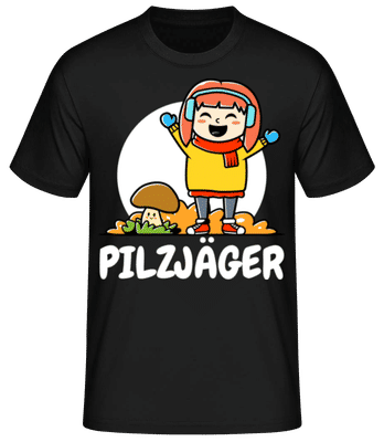 Pilzjäger - Männer Basic T-Shirt - Schwarz - Vorne