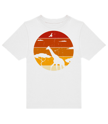  Retro Sunset Giraffe - Camiseta niño B&C - Blanco - delante