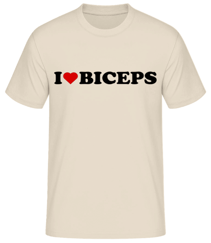 Vorschau: I Love Biceps - Männer Basic T-Shirt - Creme - Vorne