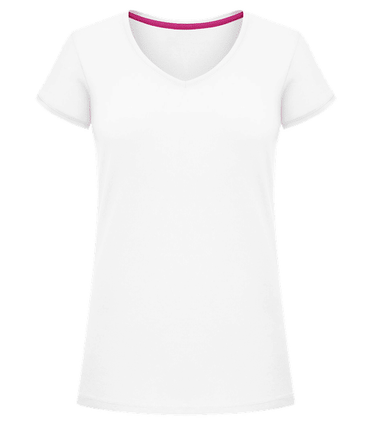 Aperçu: T-shirt col en V Femme - Blanc - Devant