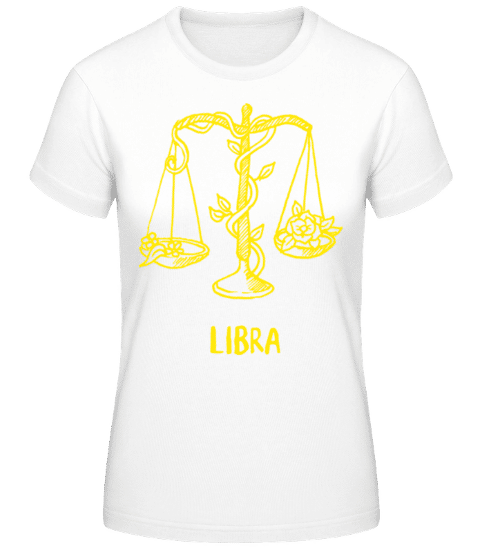Náhled: Scribble Style Zodiac Sign Libra - Dámské basic tričko - Bílá - Napřed