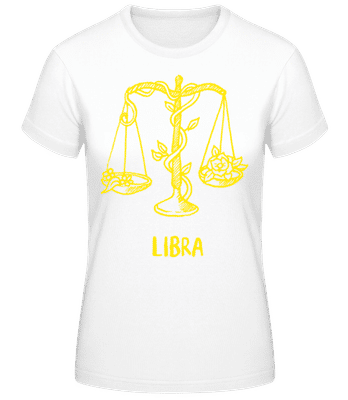 Scribble Style Zodiac Sign Libra - Women's Basic T-Shirt - White - Front