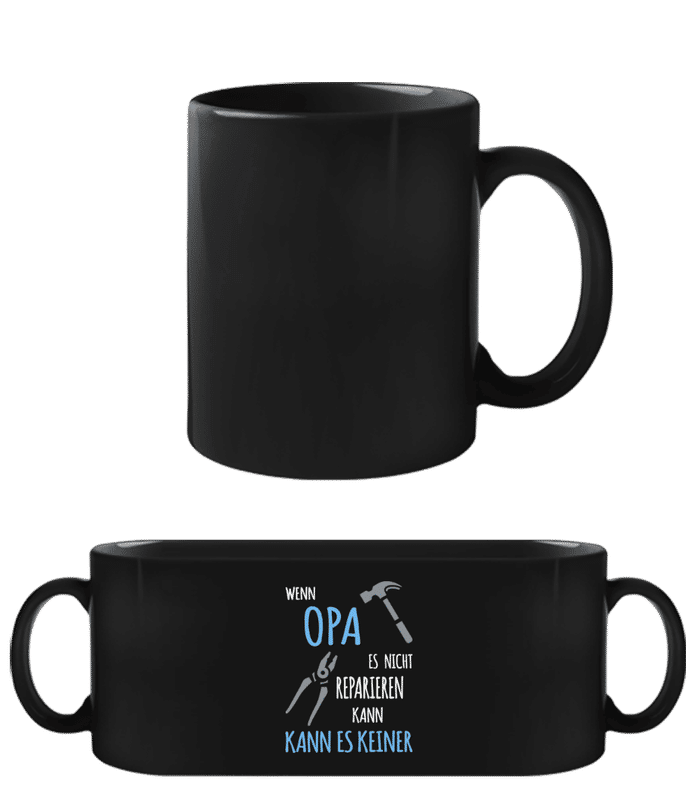 Vorschau: Wenn Opa Nicht Reparieren Kann - Schwarze Tasse - Schwarz - Vorne
