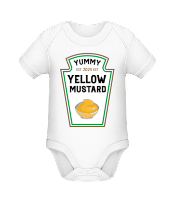 Baby Yummy Yellow Mustard 2023 - Organic Baby Body - White - Front