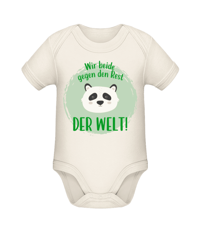 Vorschau: Wir gegen die Welt Panda - Baby Bio Strampler - Creme - Vorne