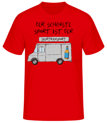 Der Schönste Sport Ist Der Biertransport - Männer Basic T-Shirt - Rot - Vorne