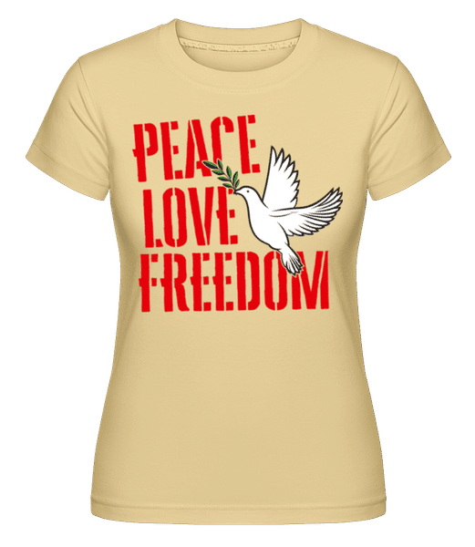 Preview: Peace, Love, Freedom -  Shirtinator Women's T-Shirt - Yellow - Front