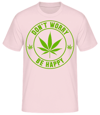 Cannabis Don't Worry Be Happy - Pánske basic tričko - Ružová - Predné