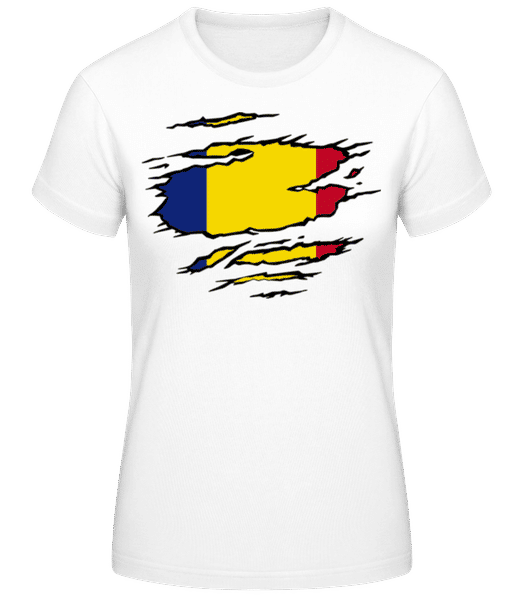 Aperçu: Drapeau Déchiré De Roumanie - T-shirt standard Femme - Blanc - Devant