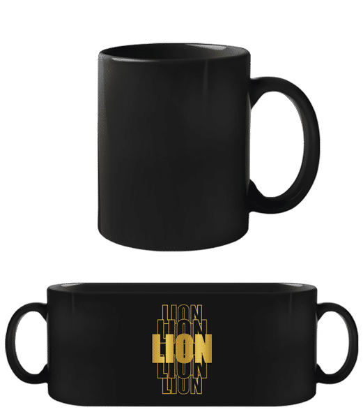 Aperçu: Écriture Doré Astrologique Lion - Tasse Noire - Noir - Devant