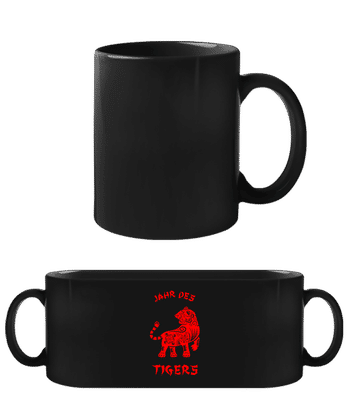 Chinesisches Zeichen Jahr Des  Tigers - Schwarze Tasse - Schwarz - Vorne