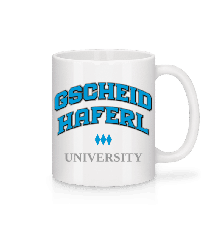 Vorschau: Gscheidhaferl University - Tasse - Weiß - Vorne