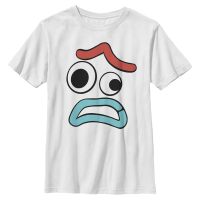 Pixar - Příběh hraček - Forky Big Face Scared - Dětské Tričko - Bílá - Napřed