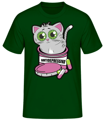 Antidepressiva Katze - Männer Basic T-Shirt - Flaschengrün - Vorne