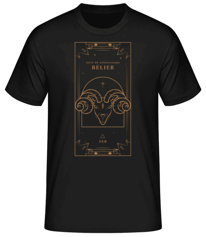 Aperçu: Art Déco Signe Astrologique Bélier - T-shirt standard Homme - Noir - Devant