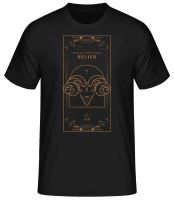 Art Déco Signe Astrologique Bélier - T-shirt standard Homme - Noir - Devant