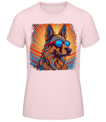 Schäferhund Hippie Look - Frauen Basic T-Shirt - Rosa - Vorne