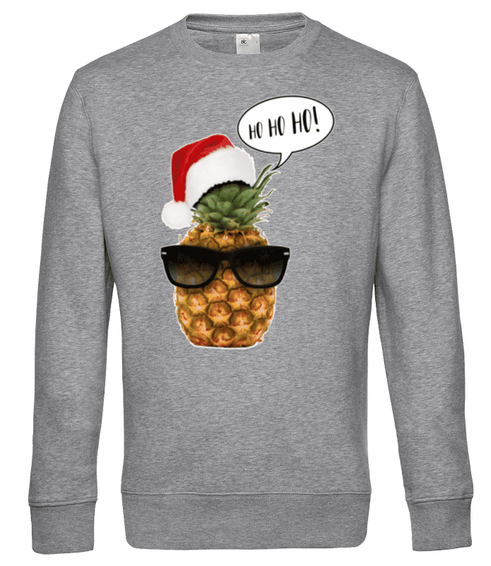 Vista previa: Santa Ananas - Sudadera estándar para hombre - Gris moteado - delante