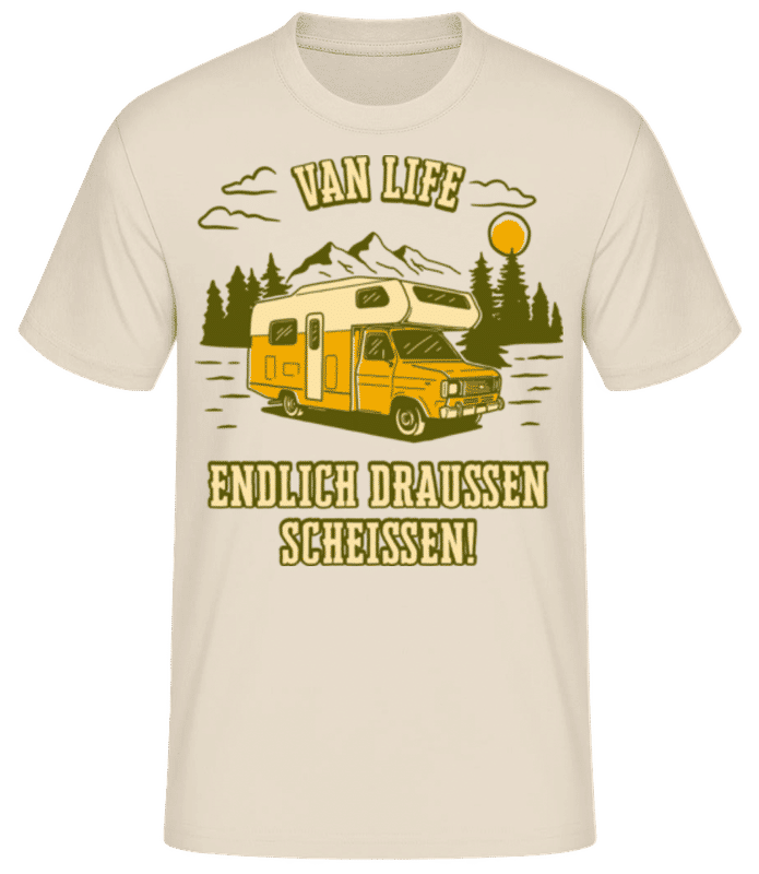 Vorschau: Van Life Endlich Draußen Scheißen - Männer T-Shirt B&C - Creme - Vorne
