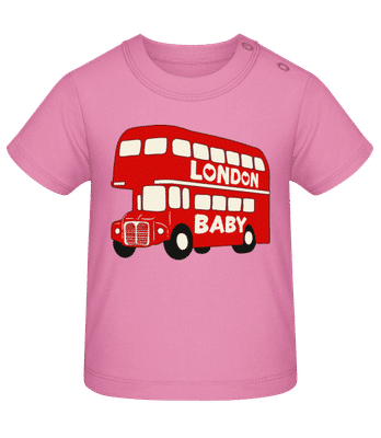 London City Transport Red Bus Baby - Bio tričko pre bábätká - Ružová - Predné