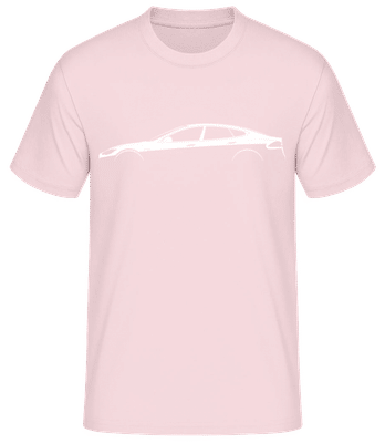 'Tesla Model S' Silhouette - Pánske basic tričko - Ružová - Predné