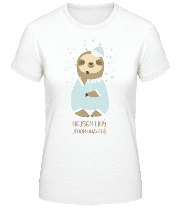 Náhled: Nejsem Líný Jenom Unavený - Dámské basic tričko - Bílá - Napřed