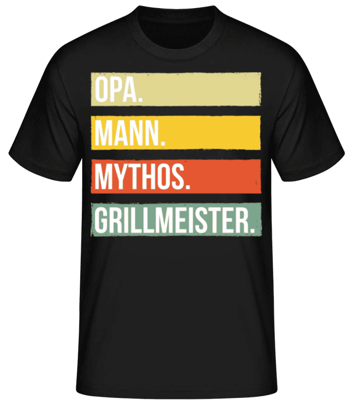 Vorschau: Opa Mann Mythos Grillmeister - Männer Basic T-Shirt - Schwarz - Vorne