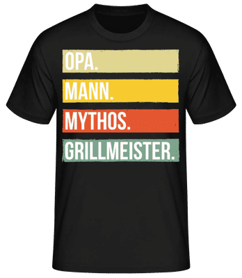 Opa Mann Mythos Grillmeister - Männer Basic T-Shirt - Schwarz - Vorne