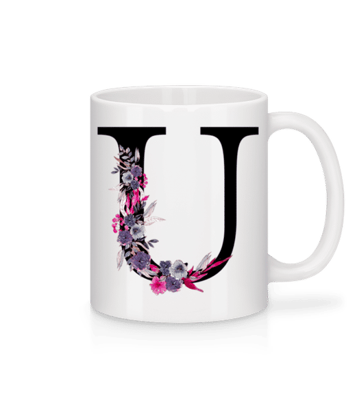 Aperçu: Fleurs Initiale U - Mug en céramique blanc - Blanc - Devant