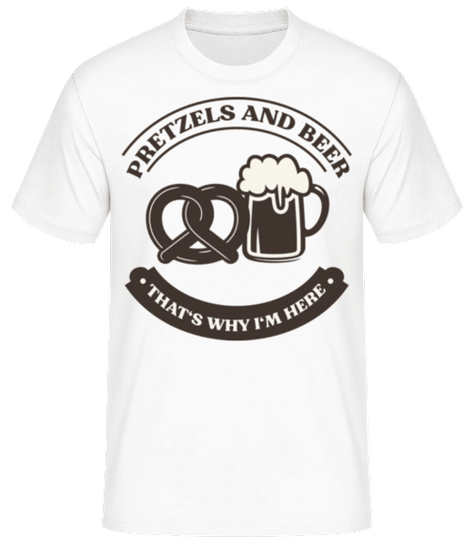 Aperçu: Pretzels And Beer Why I'm Here - T-shirt standard Homme - Blanc - Devant