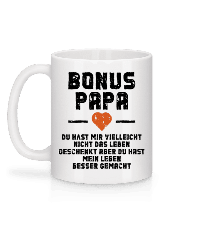 Vorschau: Bonus Papa black - Tasse - Weiß - Hinten