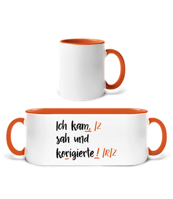 Ich Kam Sah Und Korrigierte - Tasse zweifarbig - Weiß / Orange - Vorne