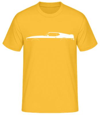 'Ford Mustang Mach 1 (1971)' Silhouette - Pánské basic tričko - Zlatožlutá - Napřed
