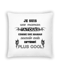 Je Suis Une Maman Tatouée - Coussin - Blanc - Devant