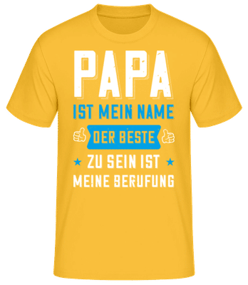 Papa Ist Mein Name - Männer Basic T-Shirt - Goldgelb - Vorne