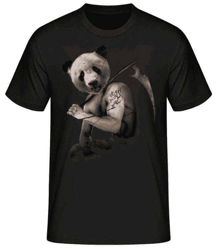Vorschau: Sensen Panda - Männer Basic T-Shirt - Schwarz - Vorne