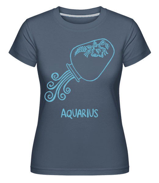 Preview: Scribble Style Zodiac Sign Aquarius - Shirtinator Women's T-Shirt - Denim - Front