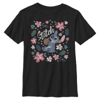 Disney - Lilo & Stitch - Stitch Tropical - Niños Camiseta - Negro - delante