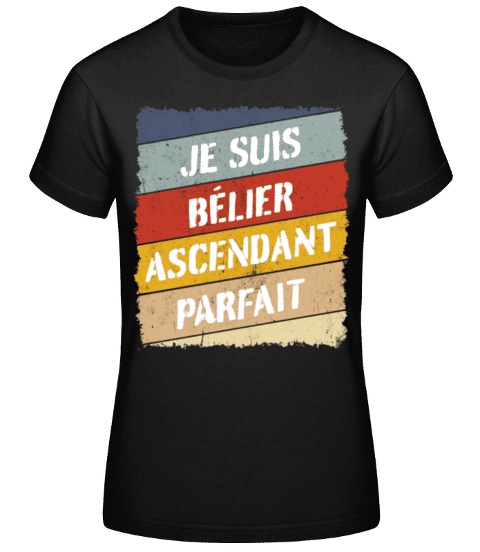 Aperçu: Je Suis Bélier Style Rétro - T-shirt standard Femme - Noir - Devant
