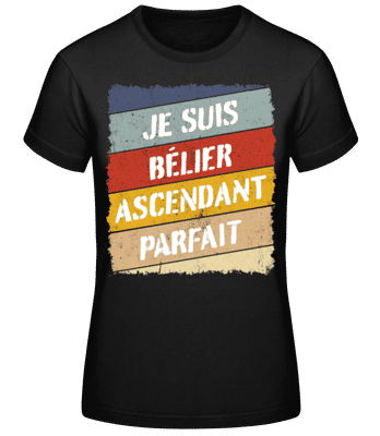 Je Suis Bélier Style Rétro - T-shirt standard Femme - Noir - Devant