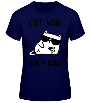 Cat Hair Don't Care - Women's Basic T-Shirt - Navy - Front