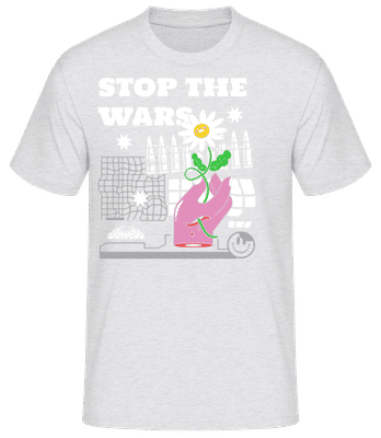 Stop War - Männer Basic T-Shirt - Grau meliert - Vorne