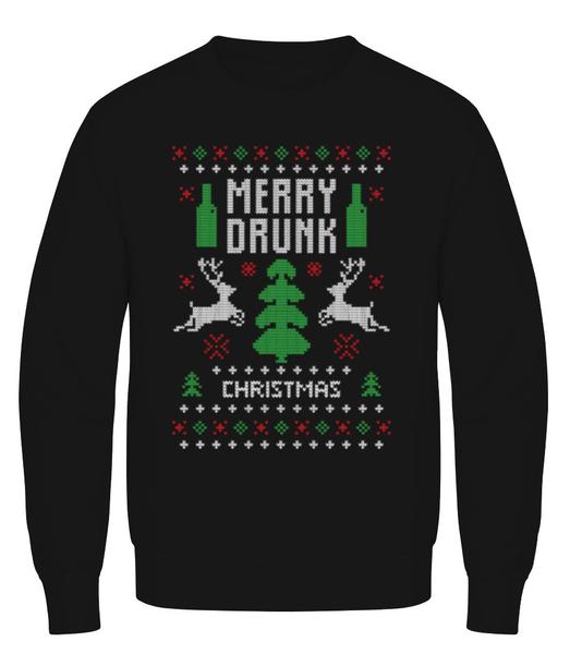 Aperçu: Merry Drunk Christmas - Sweatshirt Homme - Noir - Devant