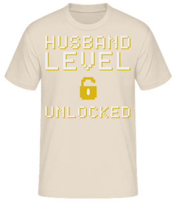 Husband Level Unlocked - Men's Basic T-Shirt - Cream - Front