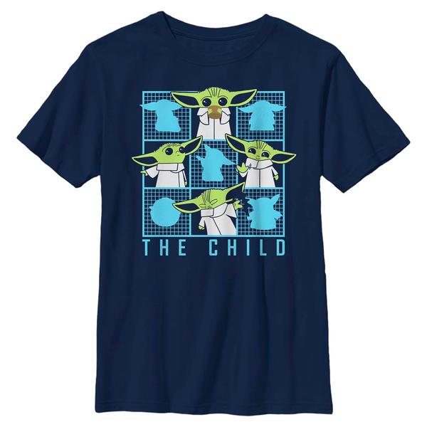 Aperçu: Star Wars - The Mandalorian - Yoda Child Box Grid - Enfant T-shirt - Bleu marine - Devant