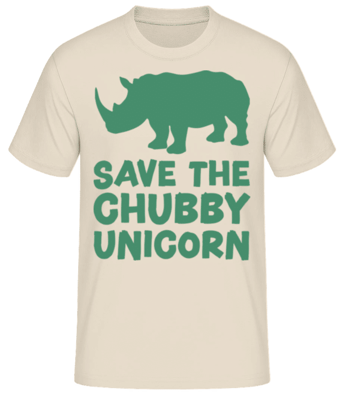 Vorschau: Save The Chubby Unicorn - Männer Basic T-Shirt - Creme - Vorne