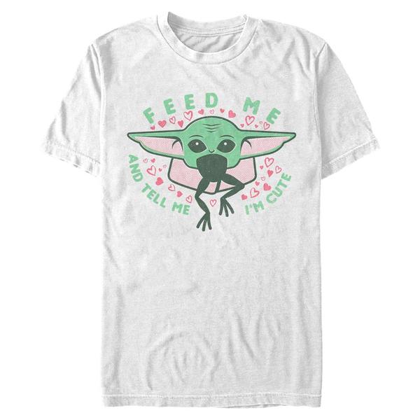 Vorschau: Star Wars - The Mandalorian - The Child Feed Me And Tell Me I'M Cute - Valentinstag - Männer T-Shirt - Weiß - Vorne