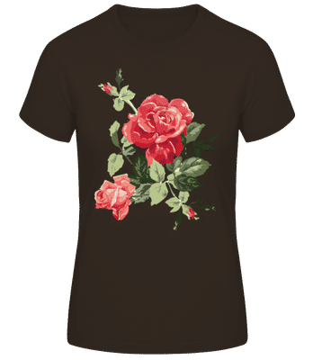 Red Roses Pink - Camiseta básica de mujer - Marrón - delante