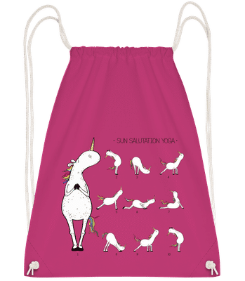 Yoga Einhorn Figuren Sonnengruß - Turnbeutel - Magenta - Vorn