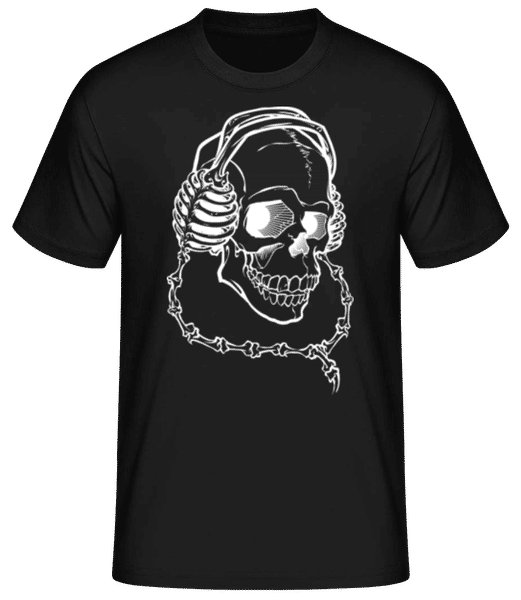 Preview: Skull With Headphones - Men's Basic T-Shirt - Black - Front